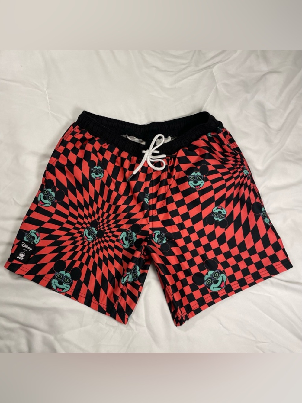 Disney Neff Mickey Mouse Retro Psychedelic Trippy Checkered Swim Trunks M